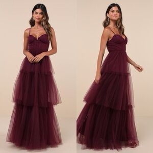 Lulu's Deep Burgundy Maxi Dress